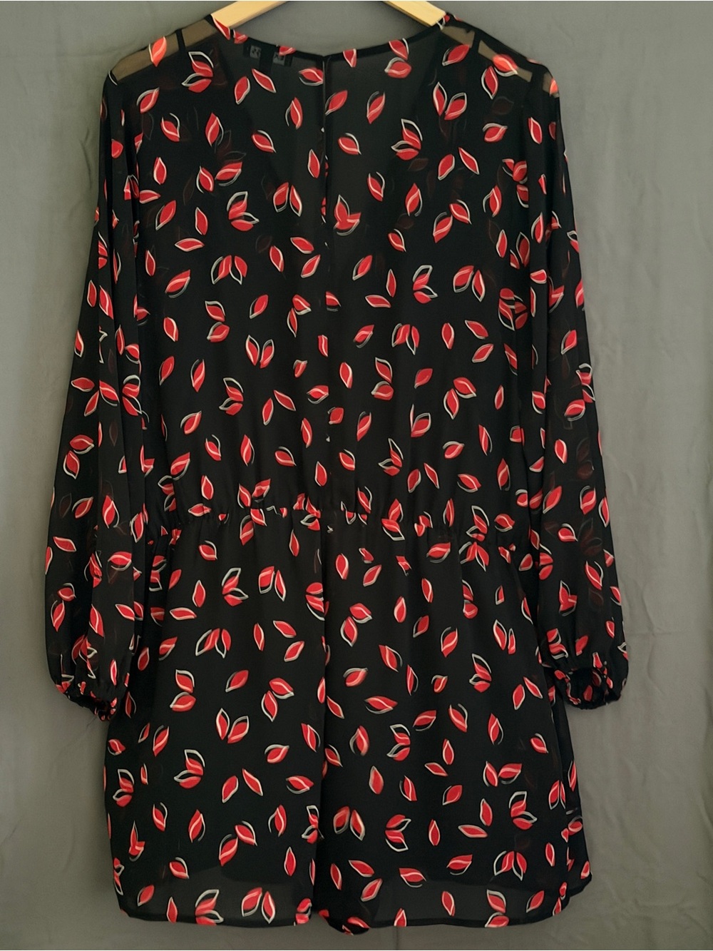 Express Black Romper with Red Leaf Print - Picture 6 of 6